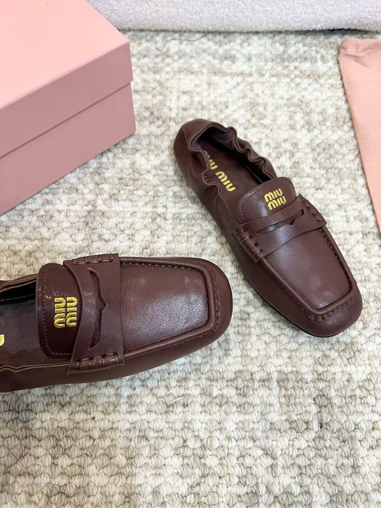 UA Miu Miu Ruches Nappa Leather Loafers