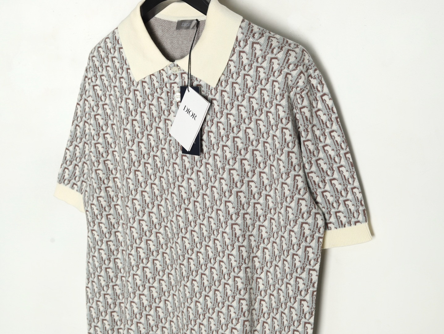 D*or knitting short-sleeved polo shirt