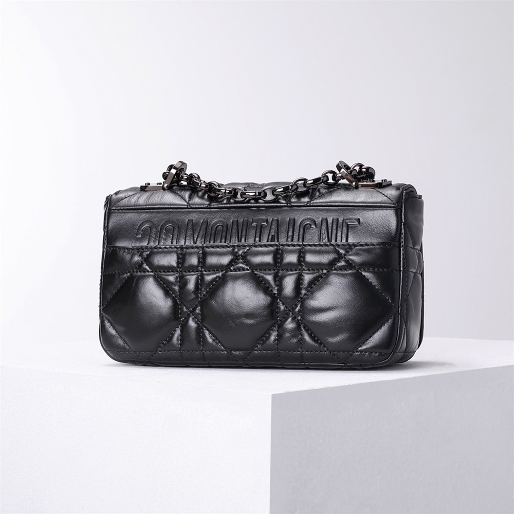 small d*or caro bag black S*pple cannage calfskin with silver hardware 20 x 12 x 7 cm