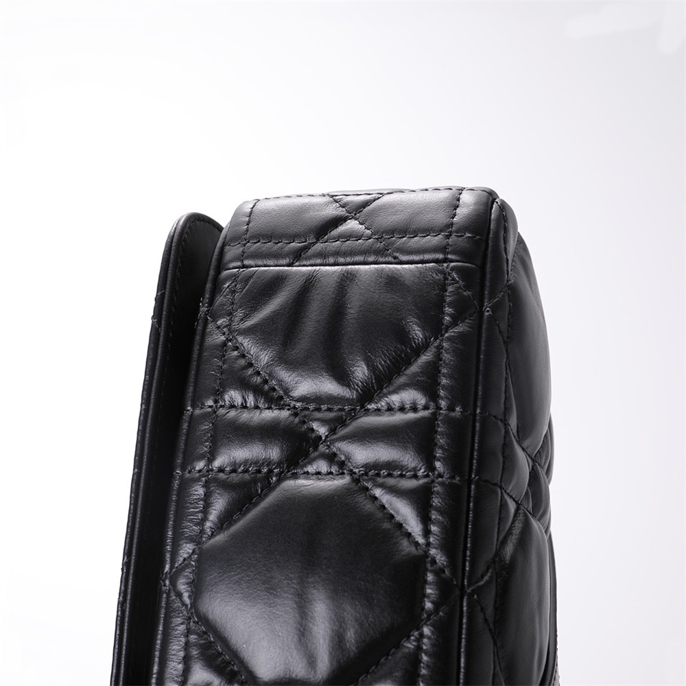 small d*or caro bag black S*pple cannage calfskin with silver hardware 20 x 12 x 7 cm