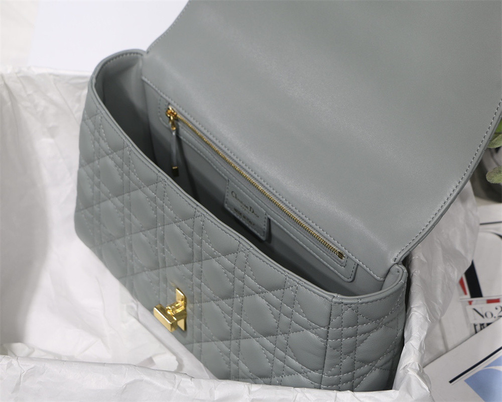 large d*or caro bag stone gray S*pple cannage calfskin 29 x 18 x 10 cm