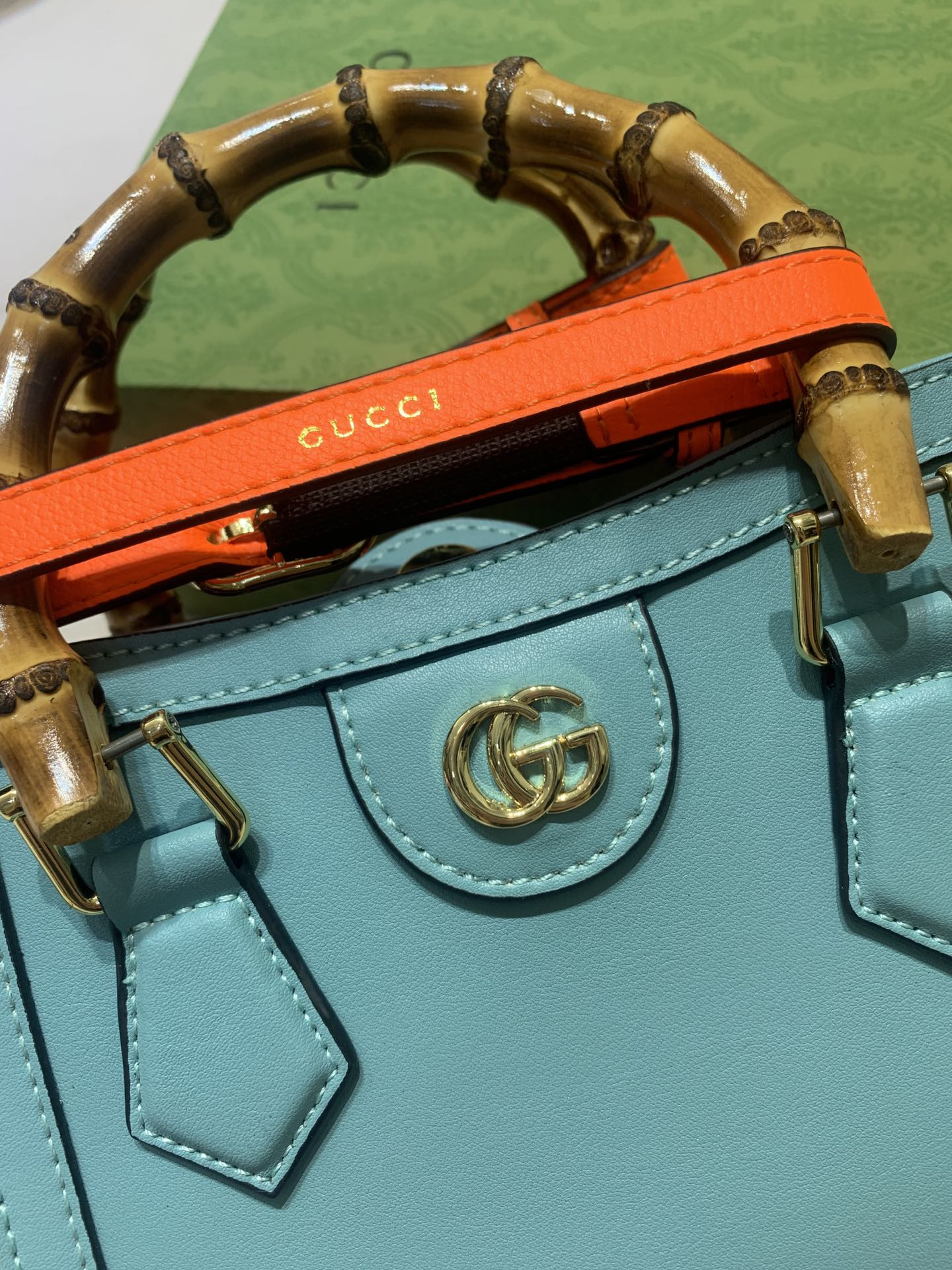 G*u*i diana mini tote bag blue 20w x 16h x 10d cm