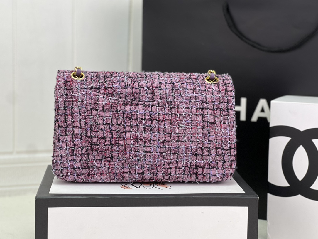 Ch*el classic 11.12 handbag tweed & gold-tone metal 6 × 9.9 × 2.5 in