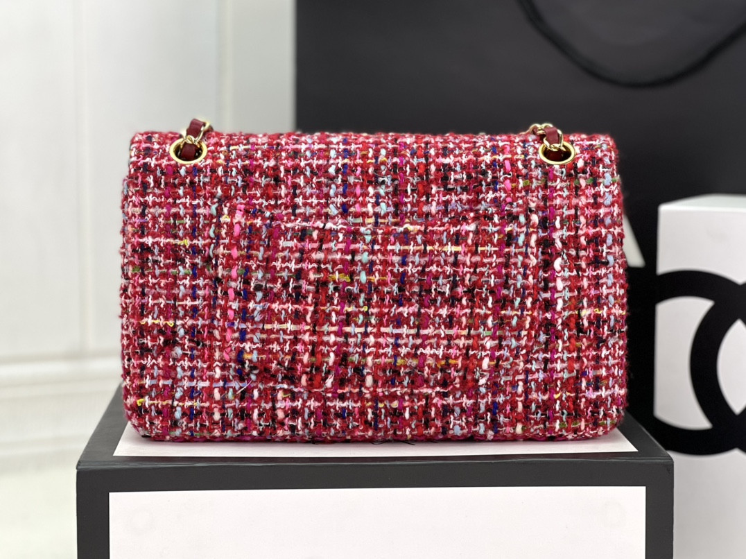 Ch*el classic 11.12 handbag tweed & gold-tone metal 6 × 9.9 × 2.5 in