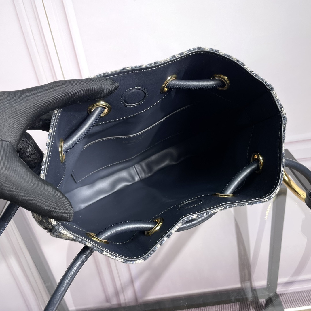 medium D*or nolita bag blue D*or oblique jacquard 10.5 x 10 x 2 inches